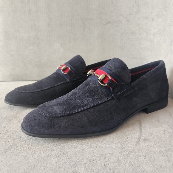 Section X dress loafers 10.5 navy blue suede Saint venetian bit buckle new $130 main image 7